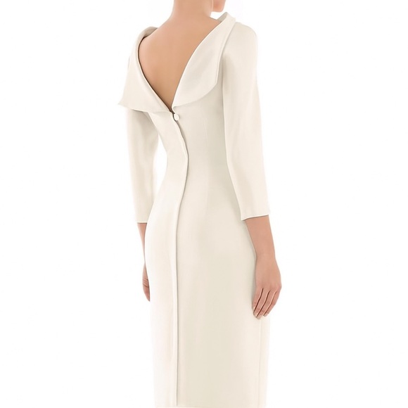 NWT Antonio Berardi Cream Sheath Midi Dress Back Accent IT44 $1995 Retail